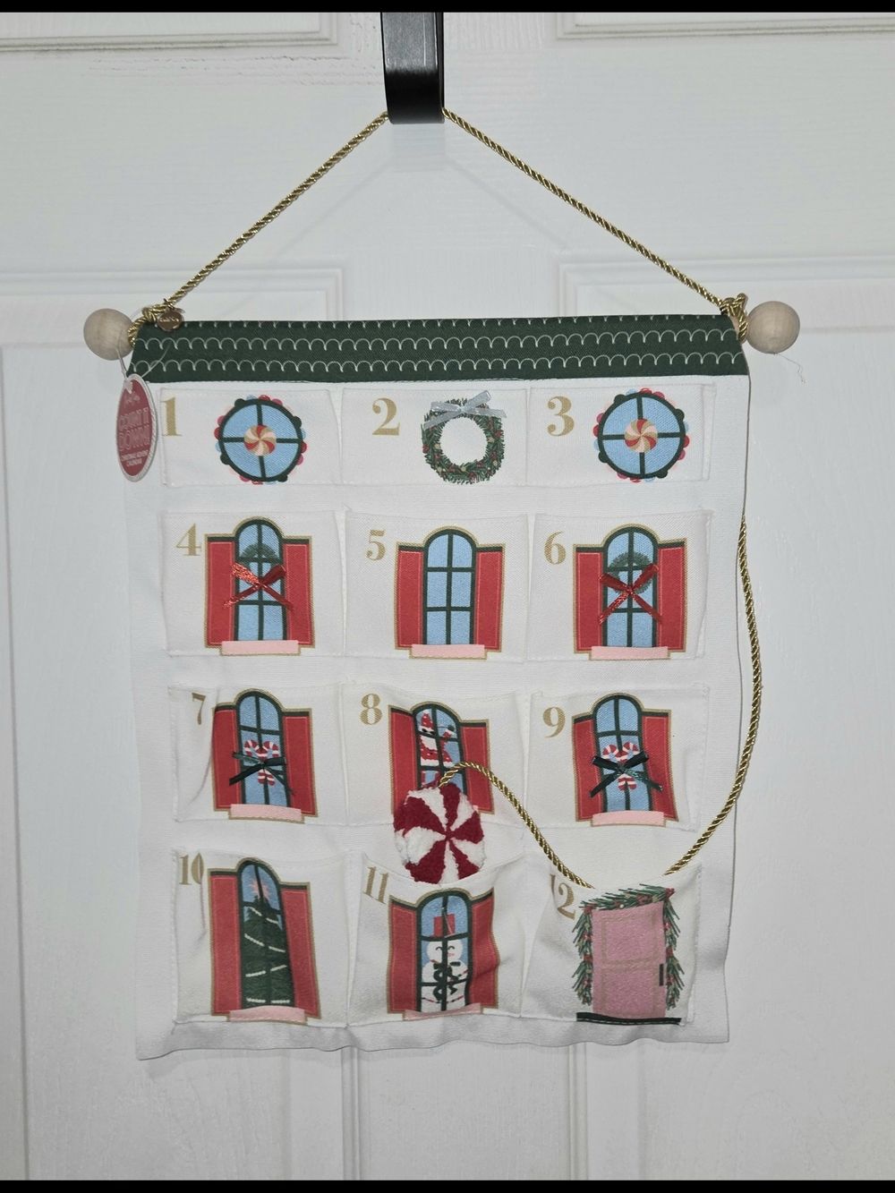 Holiday Advent Calendar Wall Hanging - Red & Green